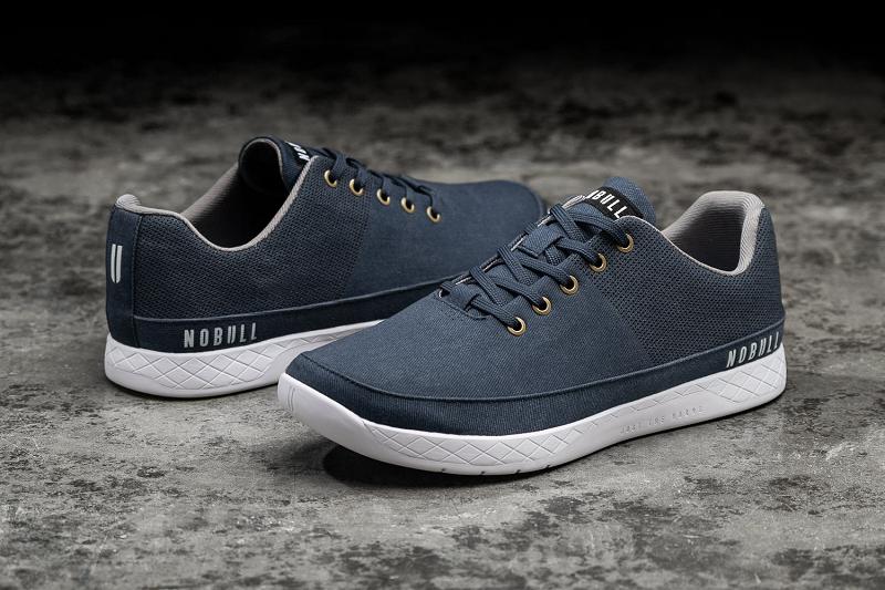 Dark / Blue Nobull Denim Canvas Women's Trainers | CA E1867B